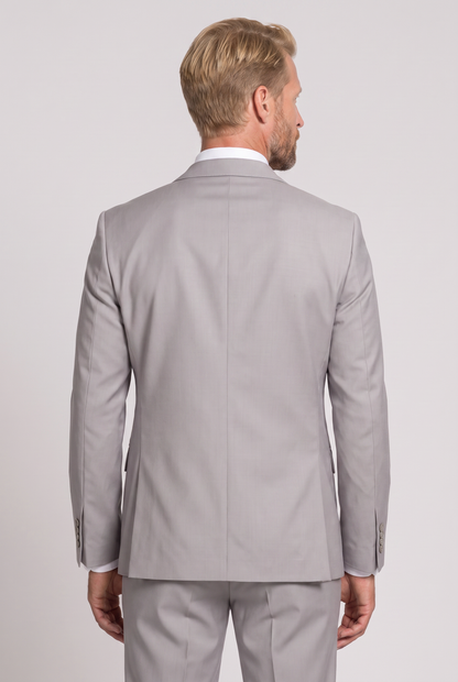 Costume Slim Italiano Lã Fria Cinza Claro