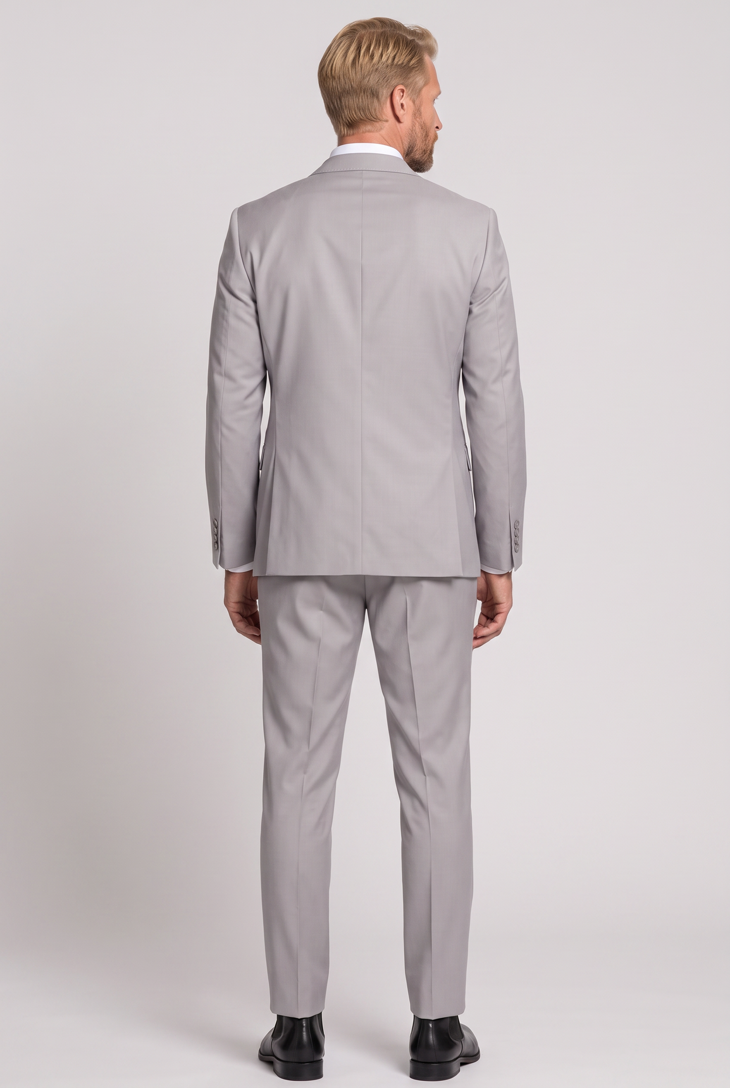 Costume Slim Italiano Lã Fria Cinza Claro - detalhe
