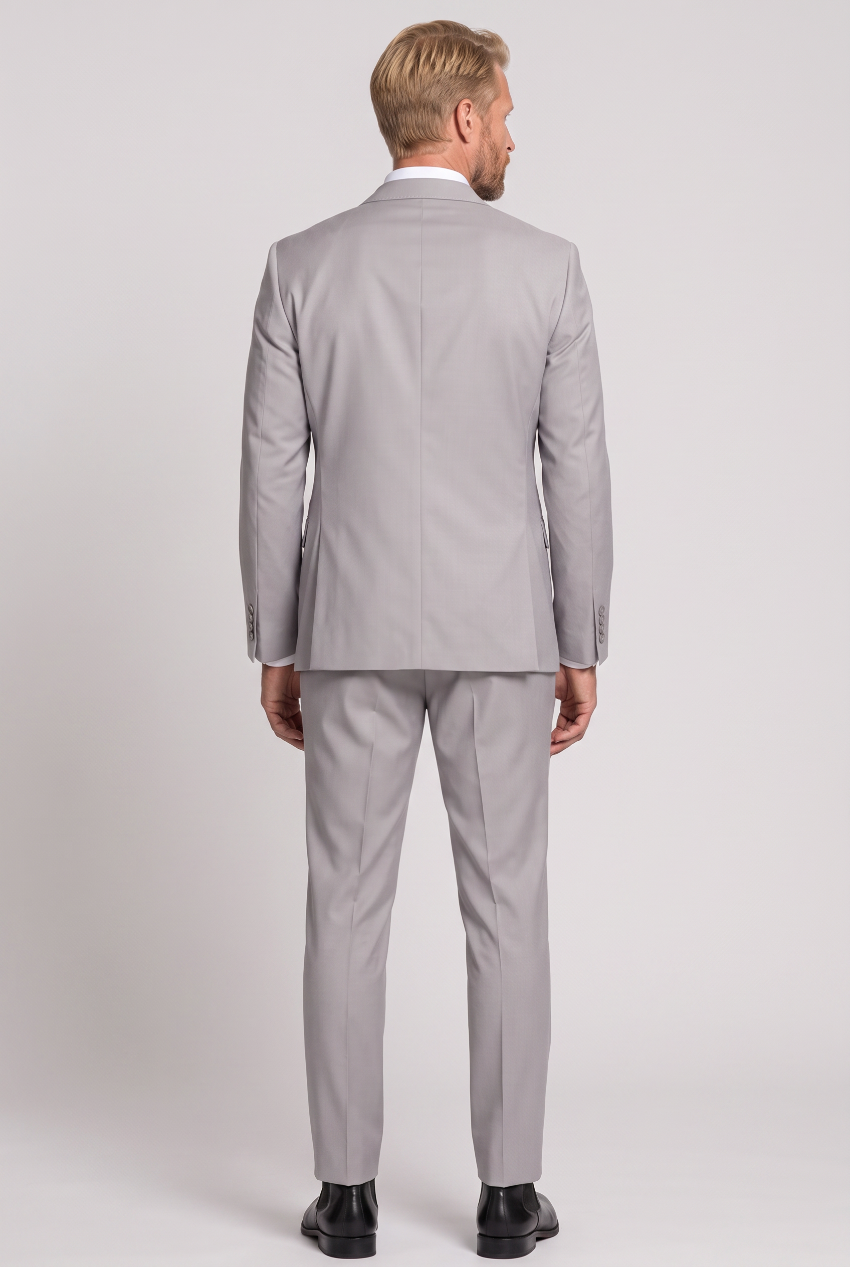Costume Slim Italiano Lã Fria Cinza Claro - detalhe
