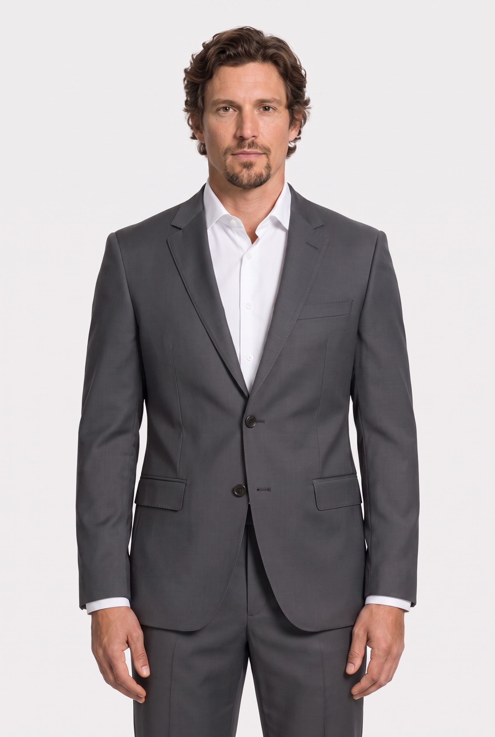 Costume Slim Italiano Lã Fria Chumbo