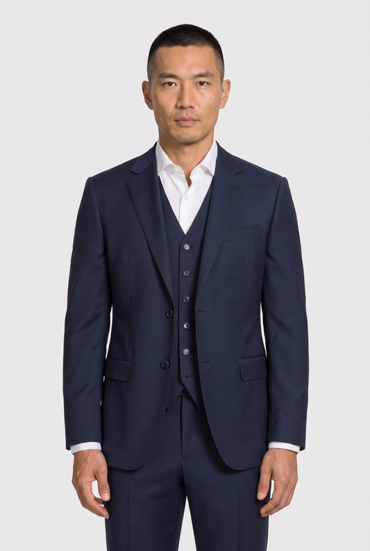 Terno Slim Italiano Lã Fria Azul Marinho
