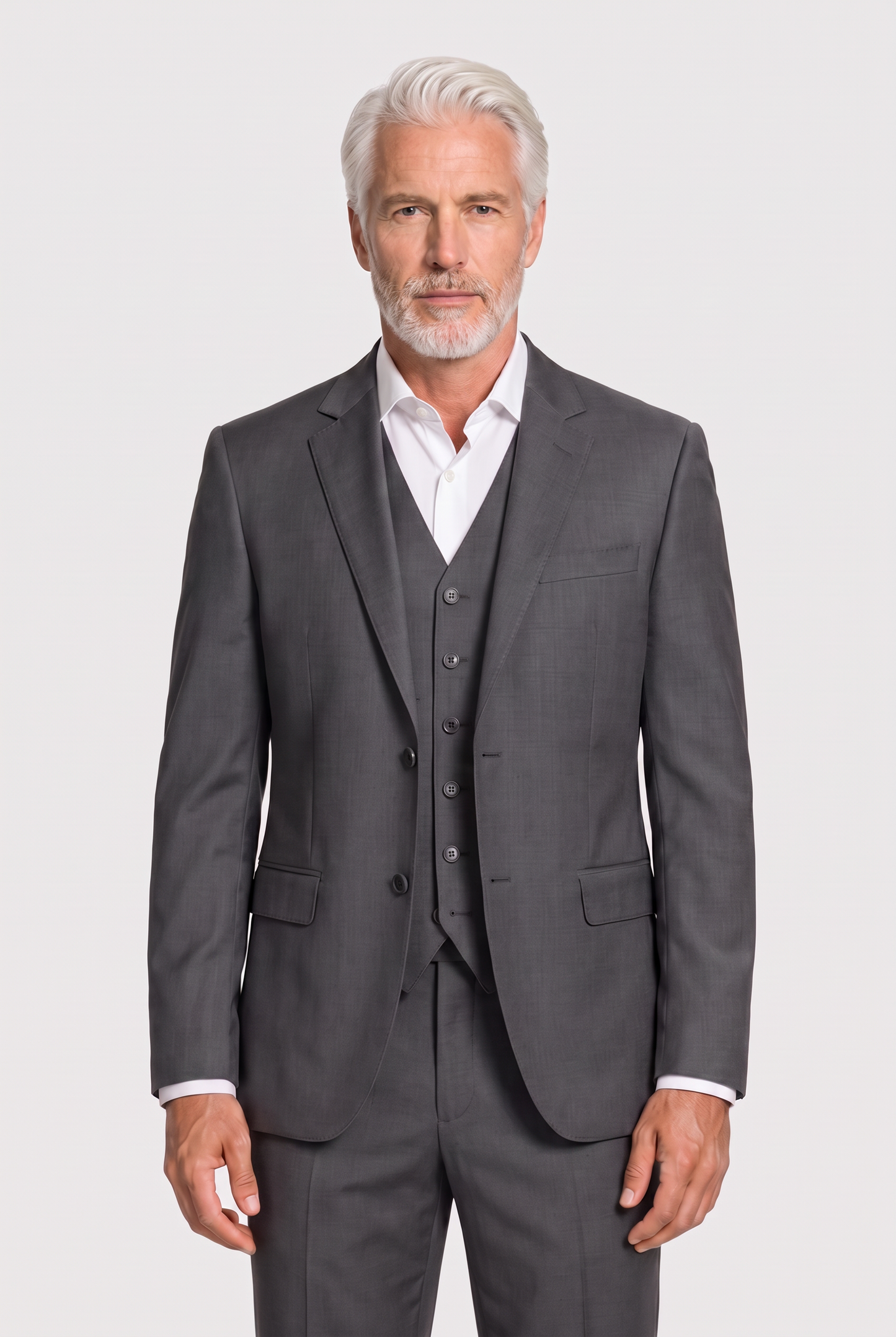 Terno Slim Italiano Lã Fria Chumbo - detalhe