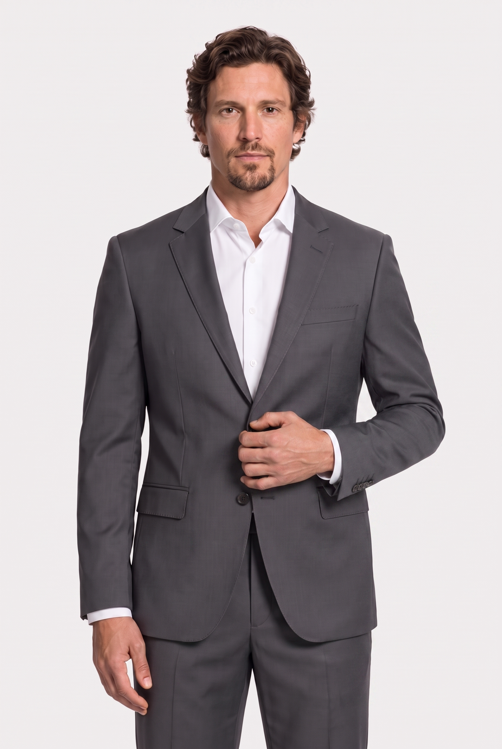 Costume Slim Italiano Lã Fria Chumbo