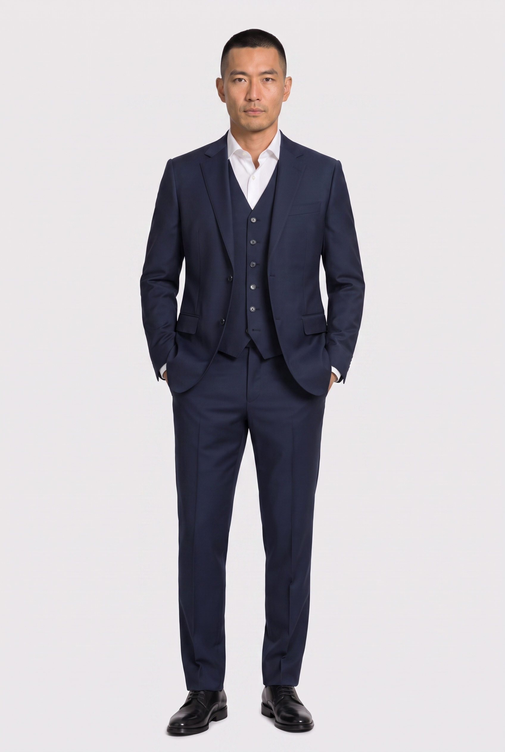 Terno Slim Italiano Lã Fria Azul Marinho