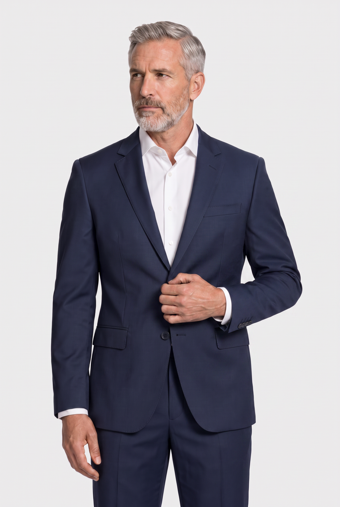 Costume Slim Italiano Lã Fria Azul Marinho