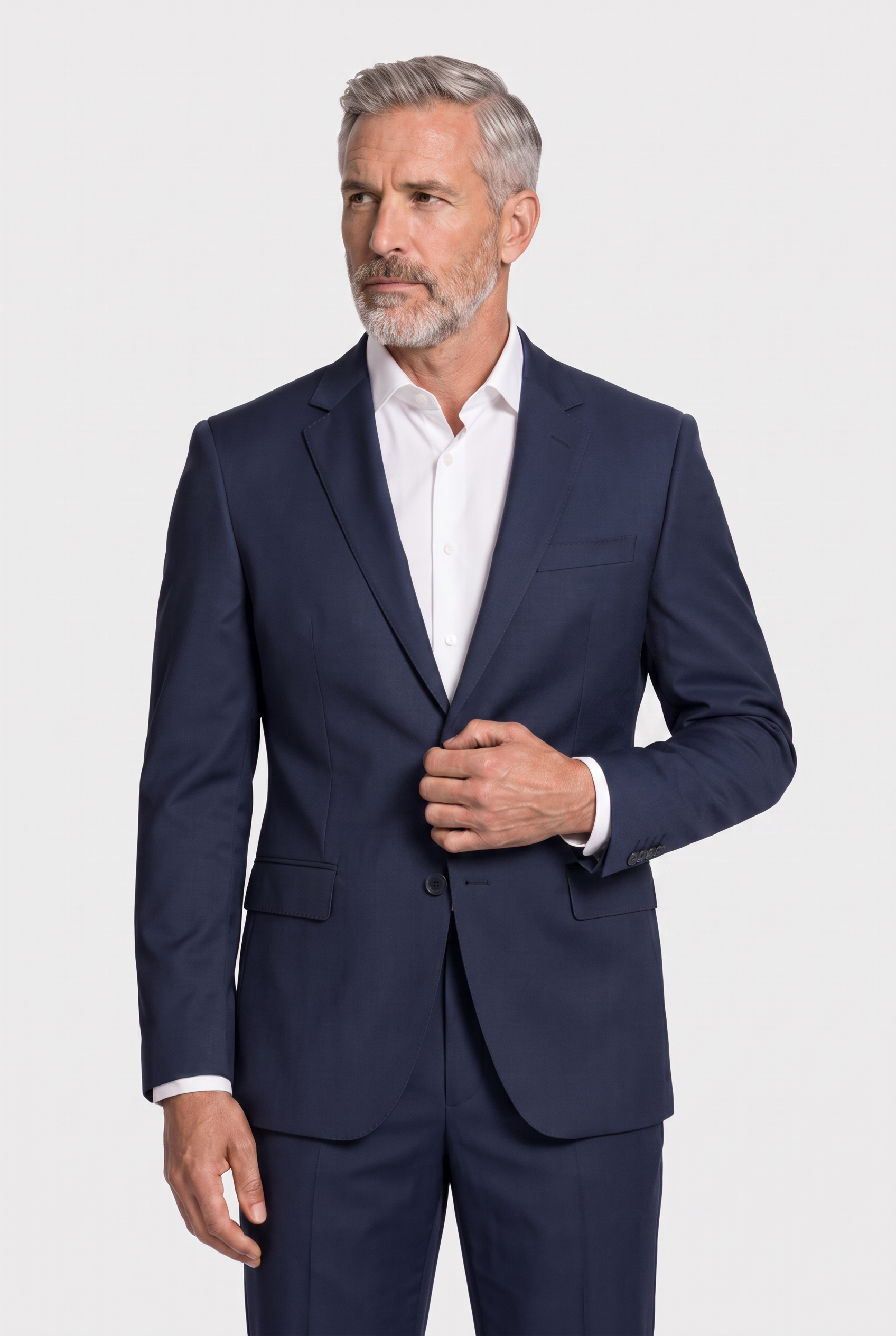 Costume Slim Italiano Lã Fria Azul Marinho