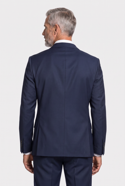 Costume Slim Italiano Lã Fria Azul Marinho