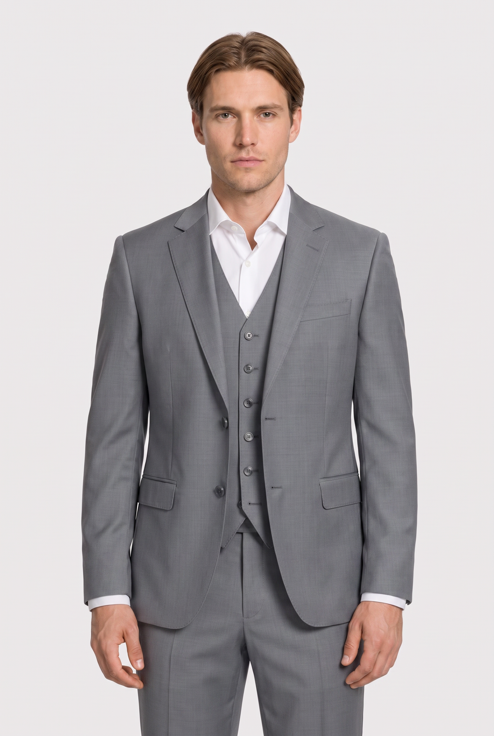 Blazer Lã Fria Cinza Médio - frente