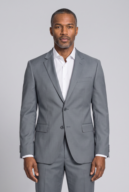 Costume Slim Italiano Lã Fria Cinza Aço
