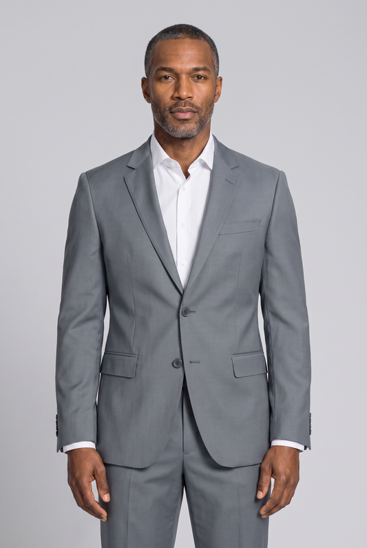 Costume Slim Italiano Lã Fria Cinza Aço