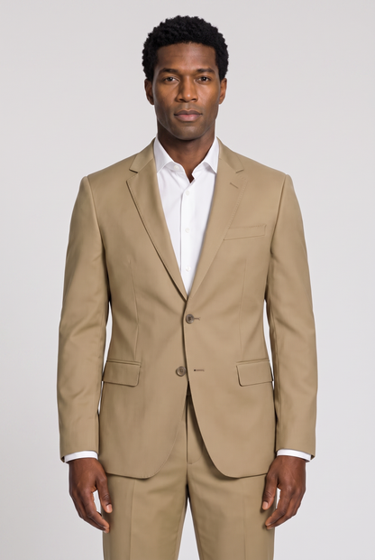 Costume Slim Italiano Lã Fria Cáqui