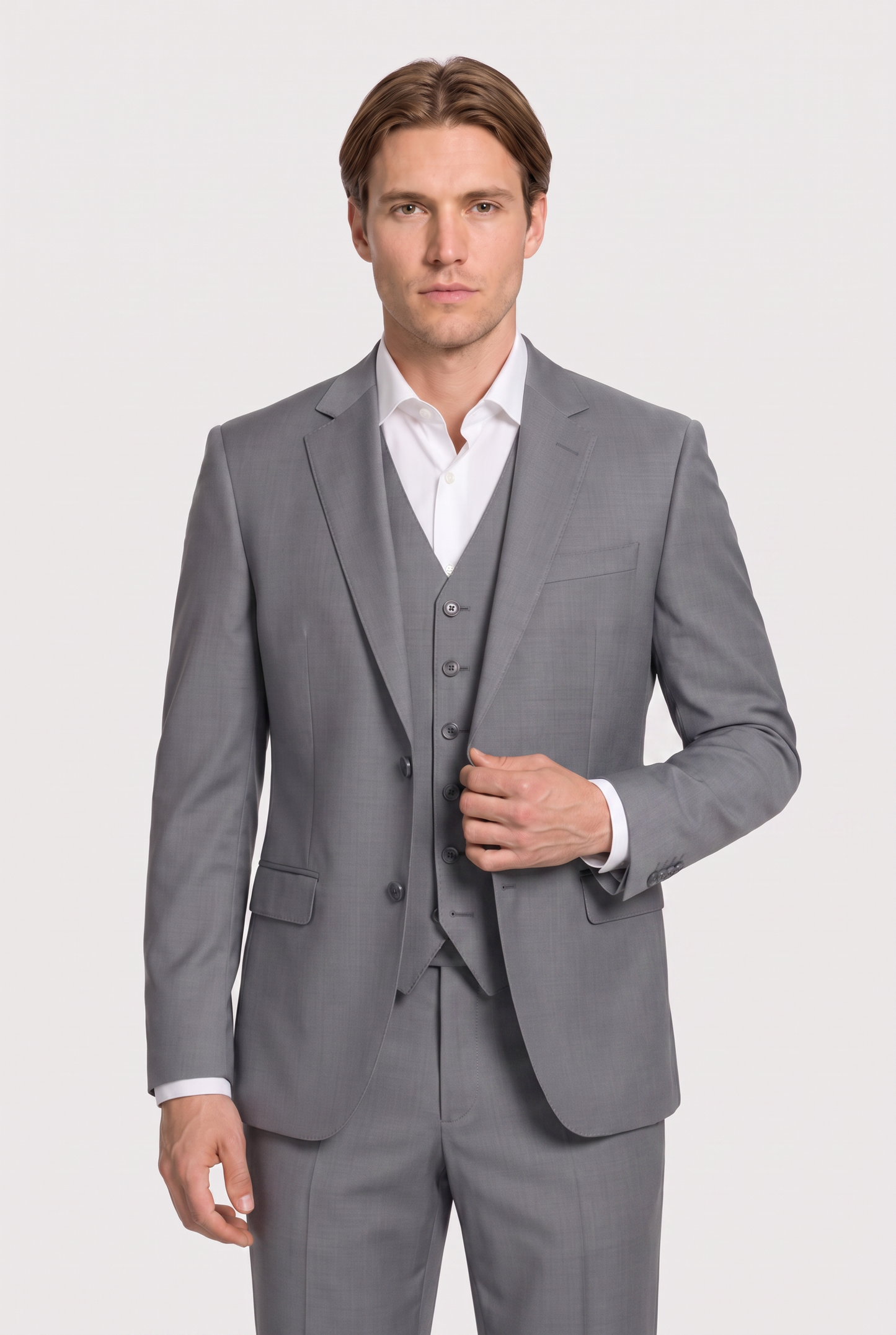 Blazer Lã Fria Cinza Médio - close