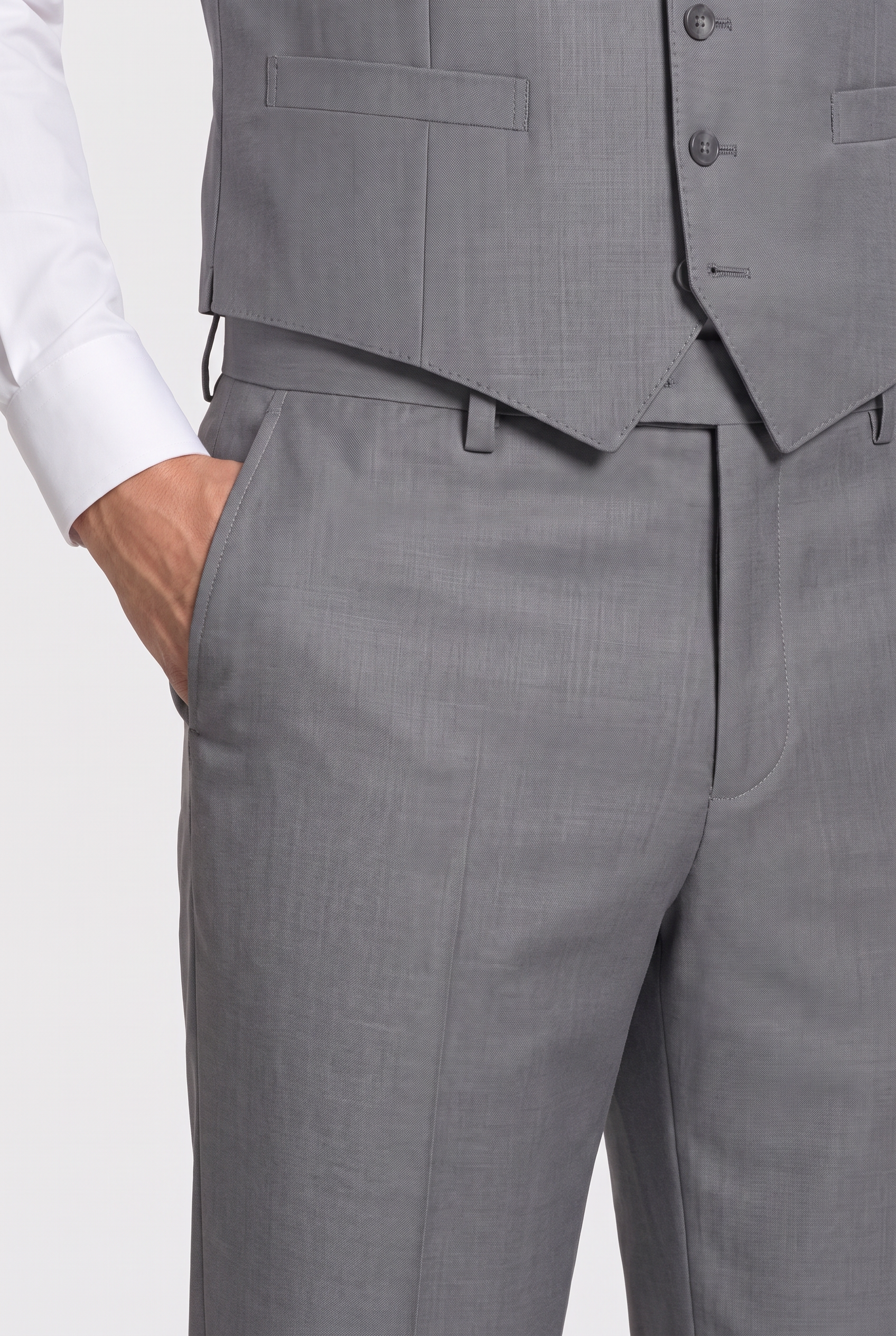 Terno Slim Italiano Lã Fria Cinza Aço - calça