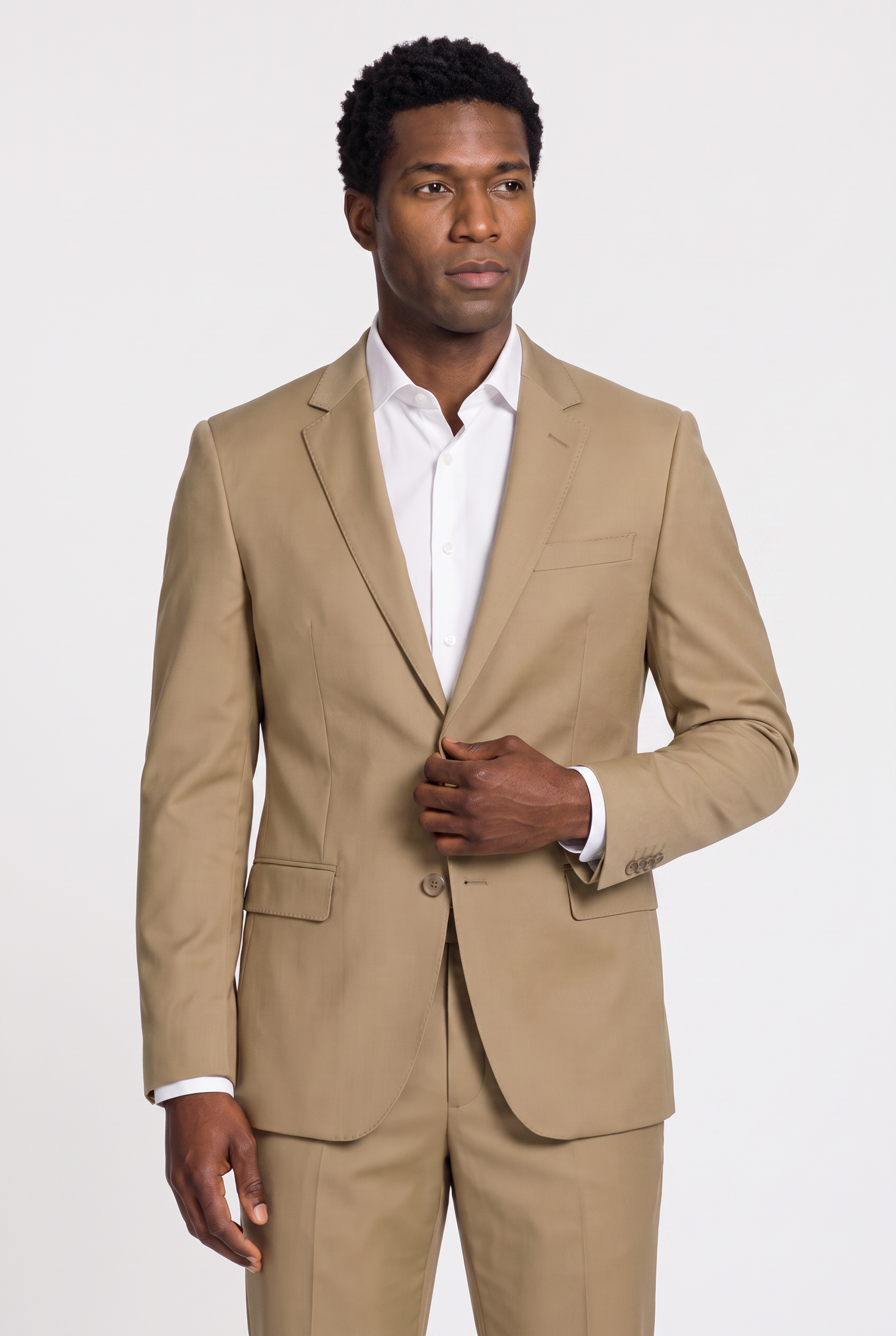 Costume Slim Italiano Lã Fria Cáqui