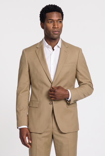 Costume Slim Italiano Lã Fria Cáqui