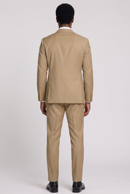 Costume Slim Italiano Lã Fria Cáqui - detalhe