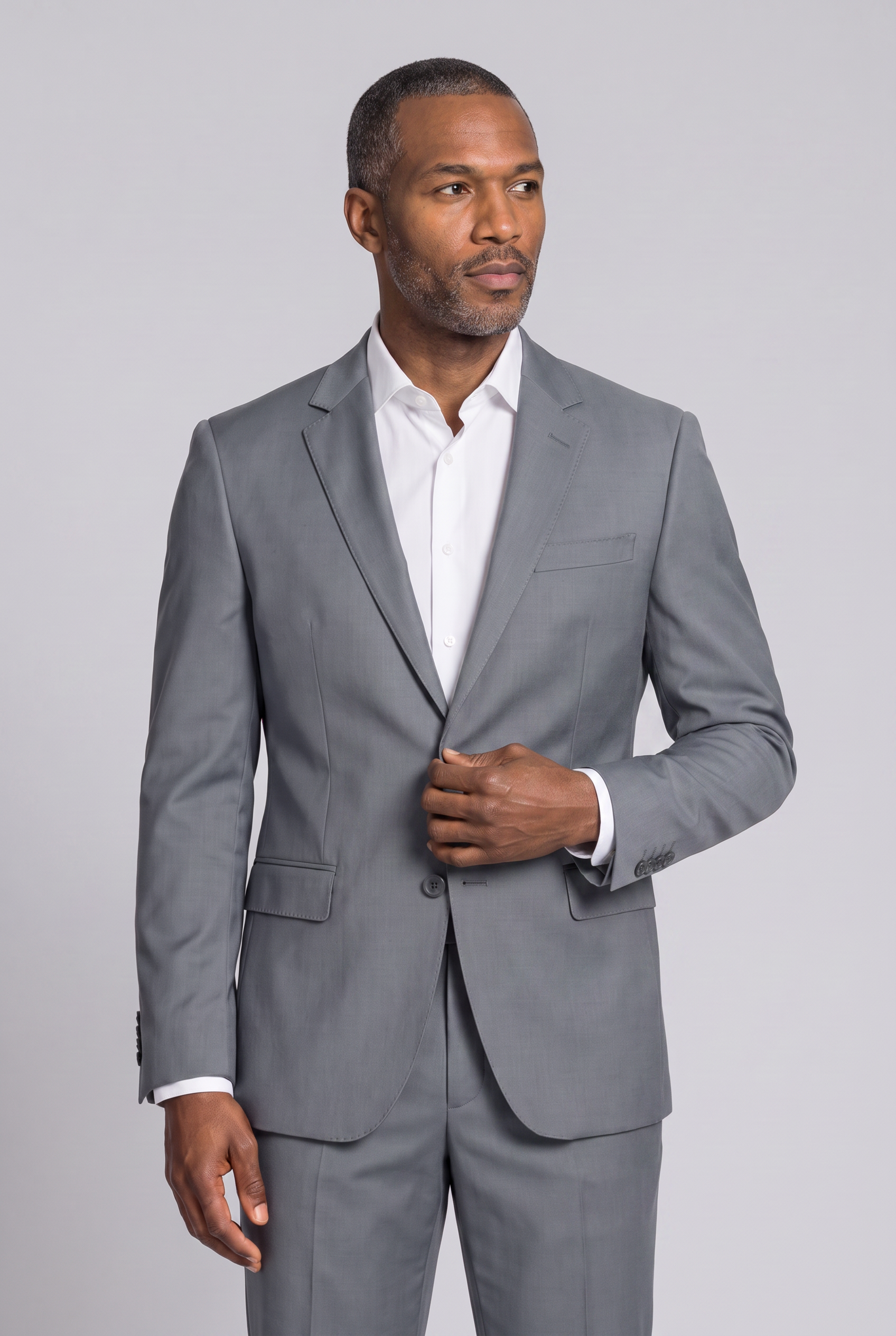 Costume Slim Italiano Lã Fria Cinza Aço