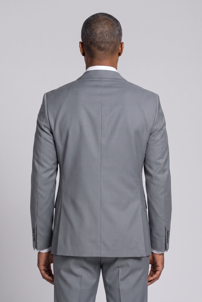 Costume Slim Italiano Lã Fria Cinza Aço