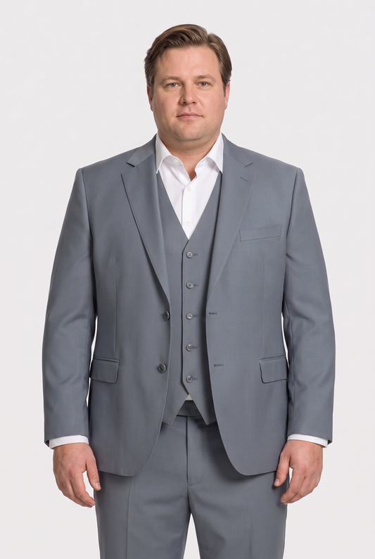 Terno Plus Size Regular Italiano Microfibra - Cinza Aço