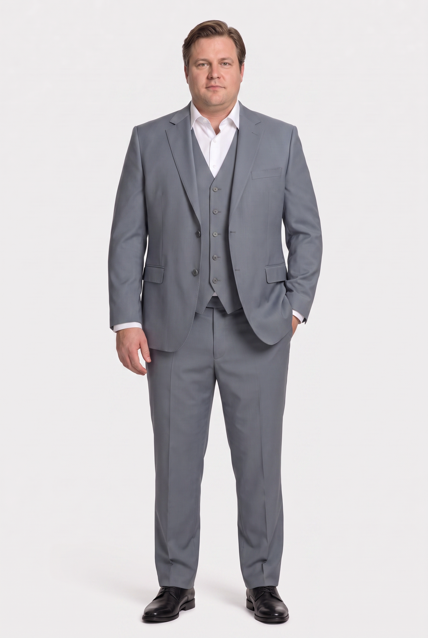 Terno Plus Size Regular Italiano Microfibra - Cinza Aço