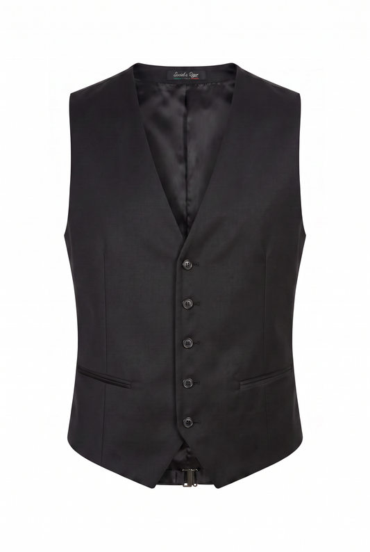 Colete Plus Size Slim Italiano Poliviscose - Preto
