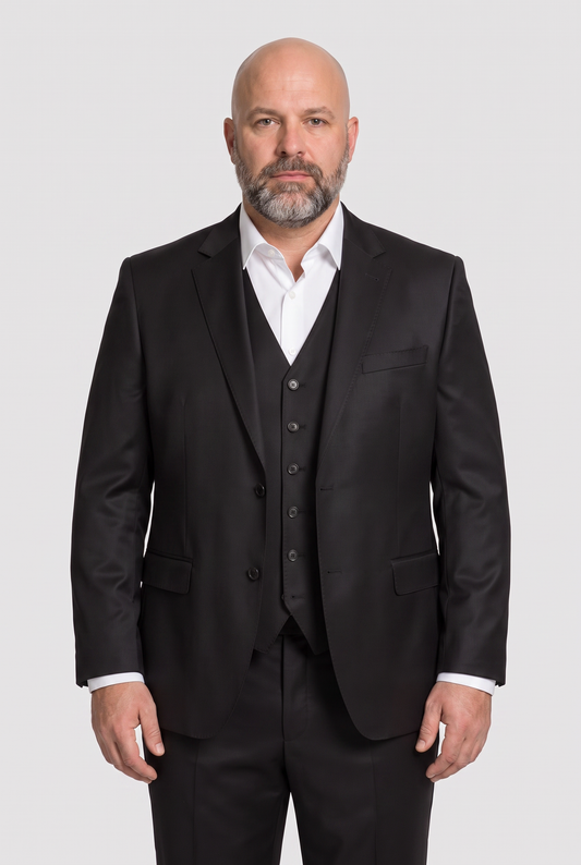 Terno Plus Size Slim Italiano Poliviscose - Preto
