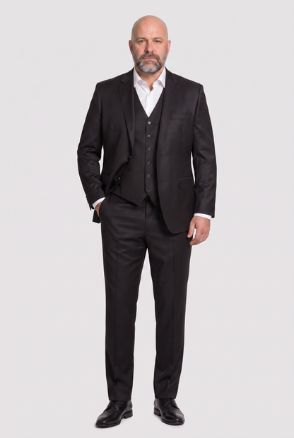 Terno Plus Size Slim Italiano Poliviscose - Preto