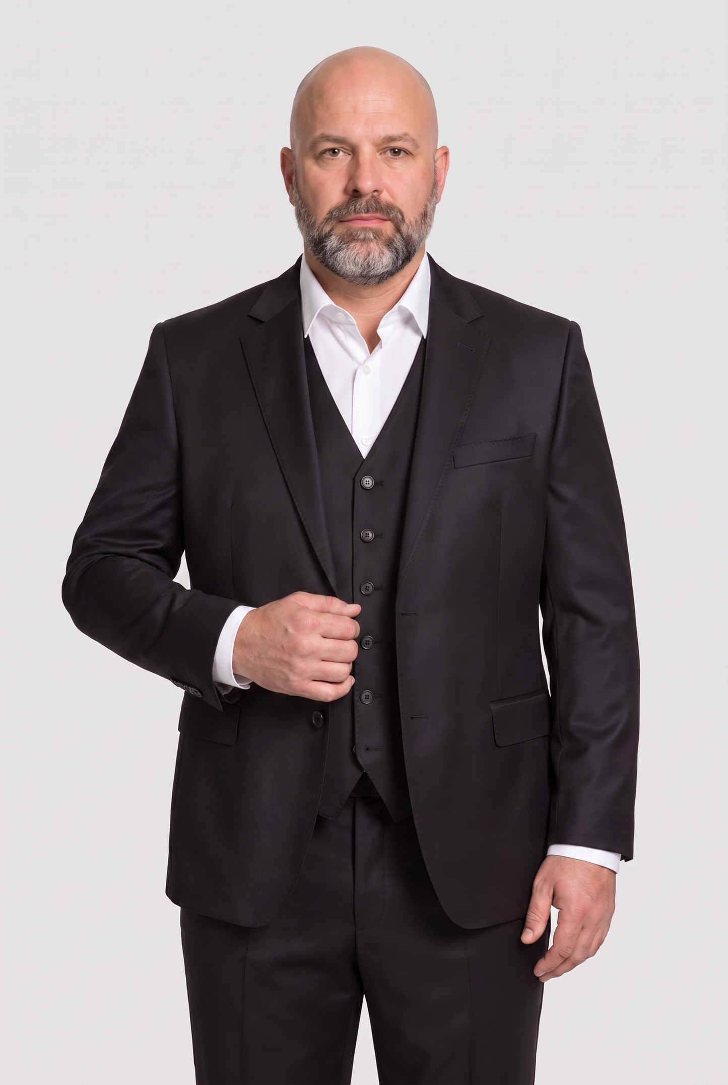 Colete Plus Size Slim Italiano Poliviscose - Preto