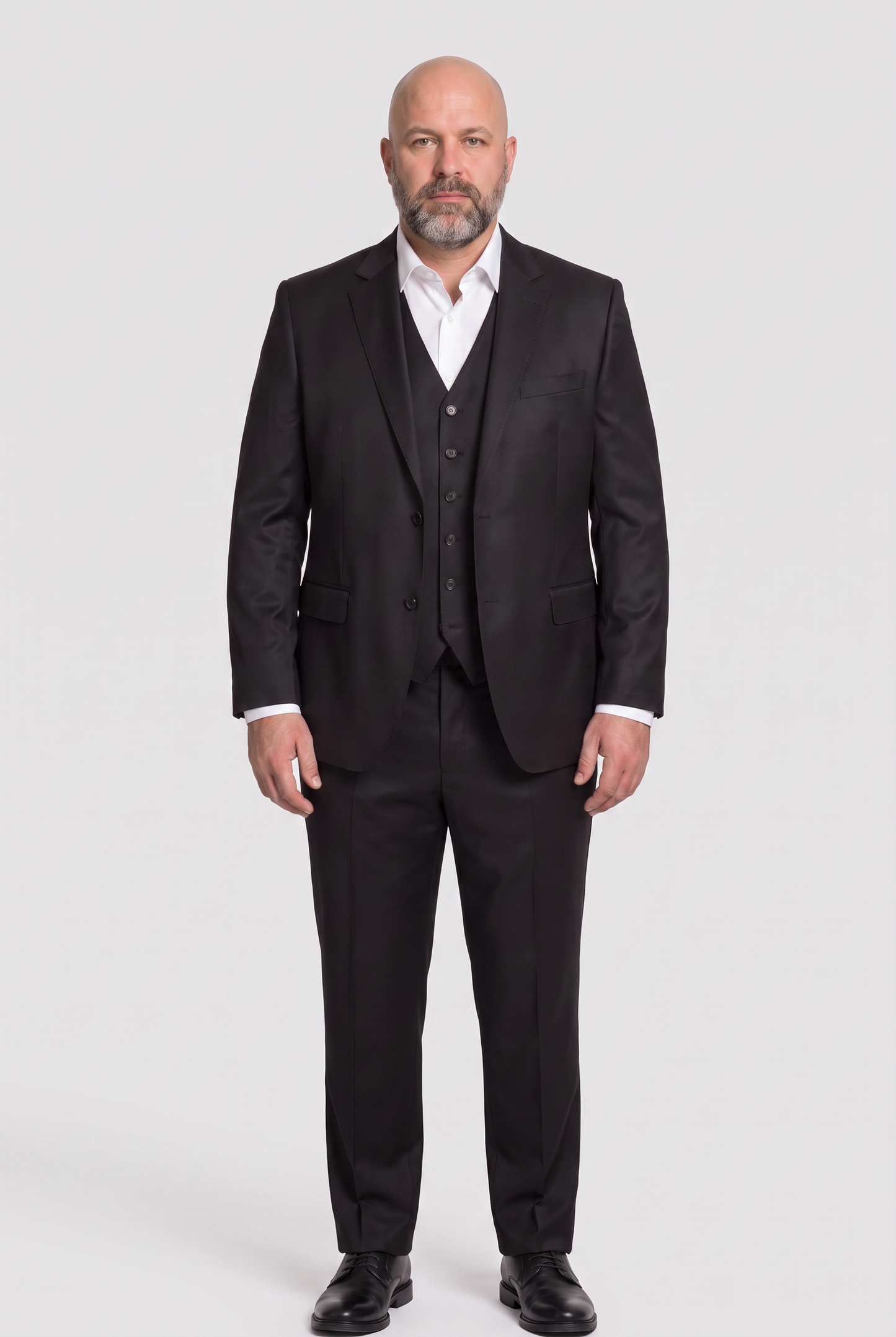 Terno Plus Size Slim Italiano Poliviscose - Preto