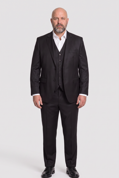 Terno Plus Size Slim Italiano Poliviscose - Preto