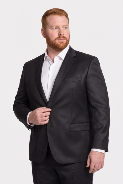Costume Plus Size Slim Italiano Poliviscose - Preto