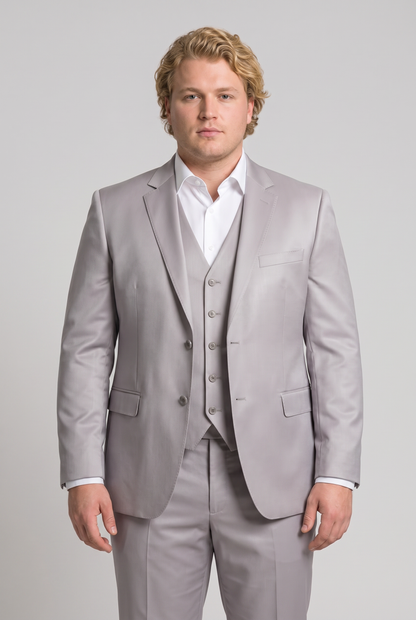 Colete Plus Size Slim Italiano Poliviscose - Cinza Claro