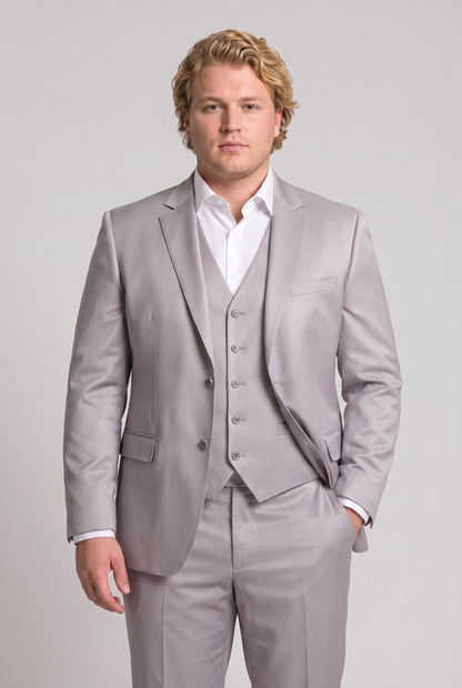 Colete Plus Size Slim Italiano Poliviscose - Cinza Claro