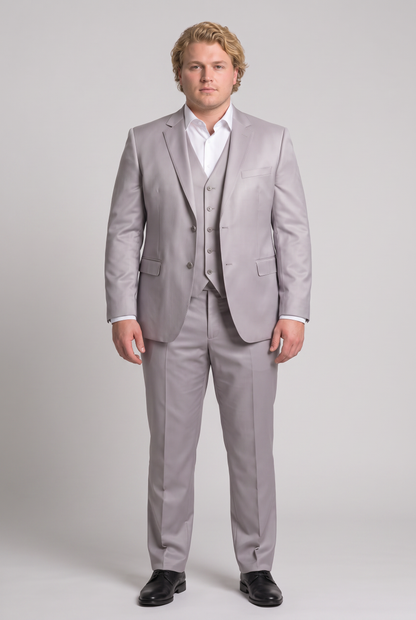Terno Plus Size Slim Italiano Poliviscose - Cinza Claro