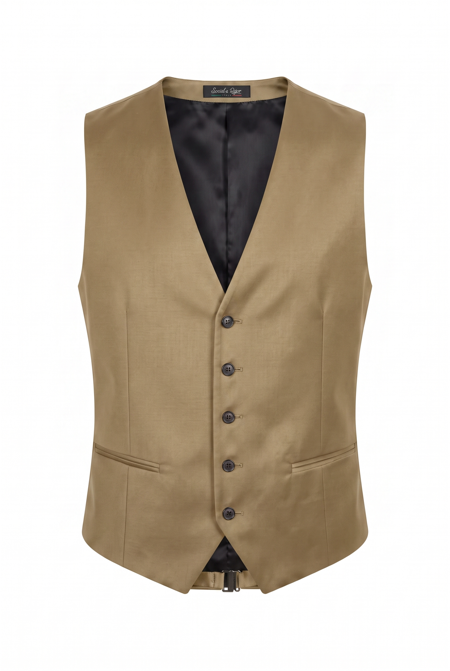 Colete Plus Size Slim Italiano Poliviscose - Cáqui