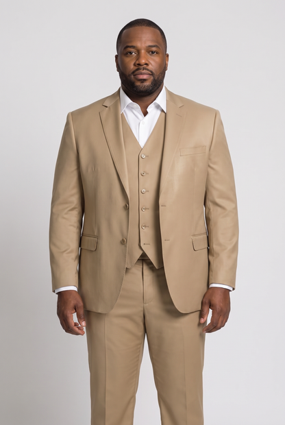 Colete Plus Size Slim Italiano Poliviscose - Cáqui