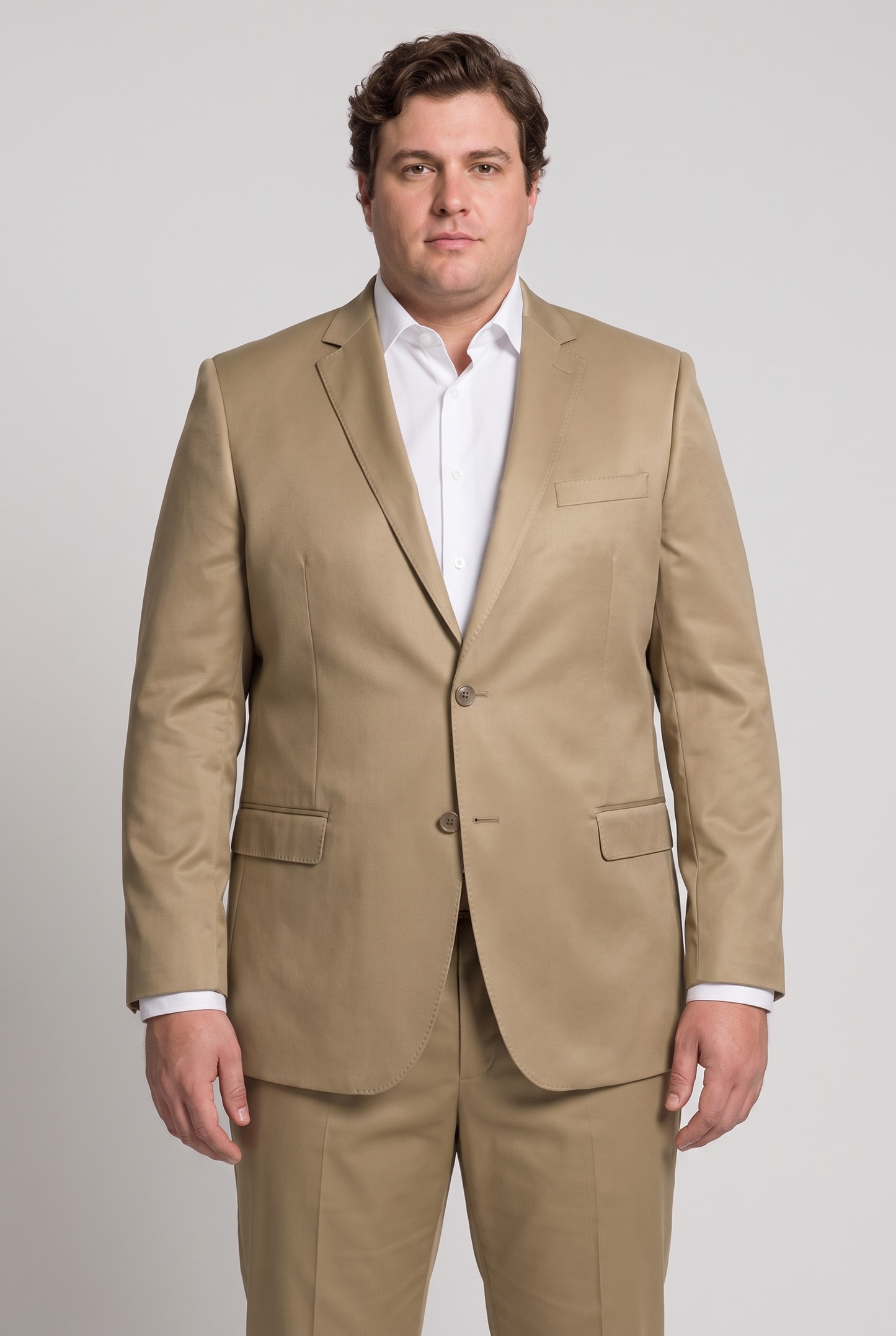 Costume Plus Size Slim Italiano Poliviscose - Cáqui