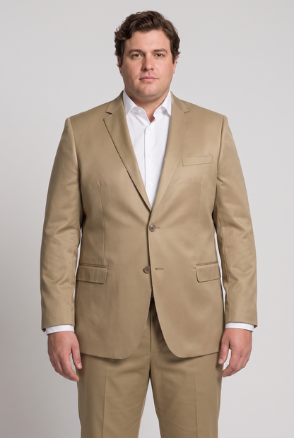 Costume Plus Size Slim Italiano Poliviscose - Cáqui