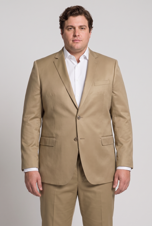 Costume Plus Size Slim Italiano Poliviscose - Cáqui