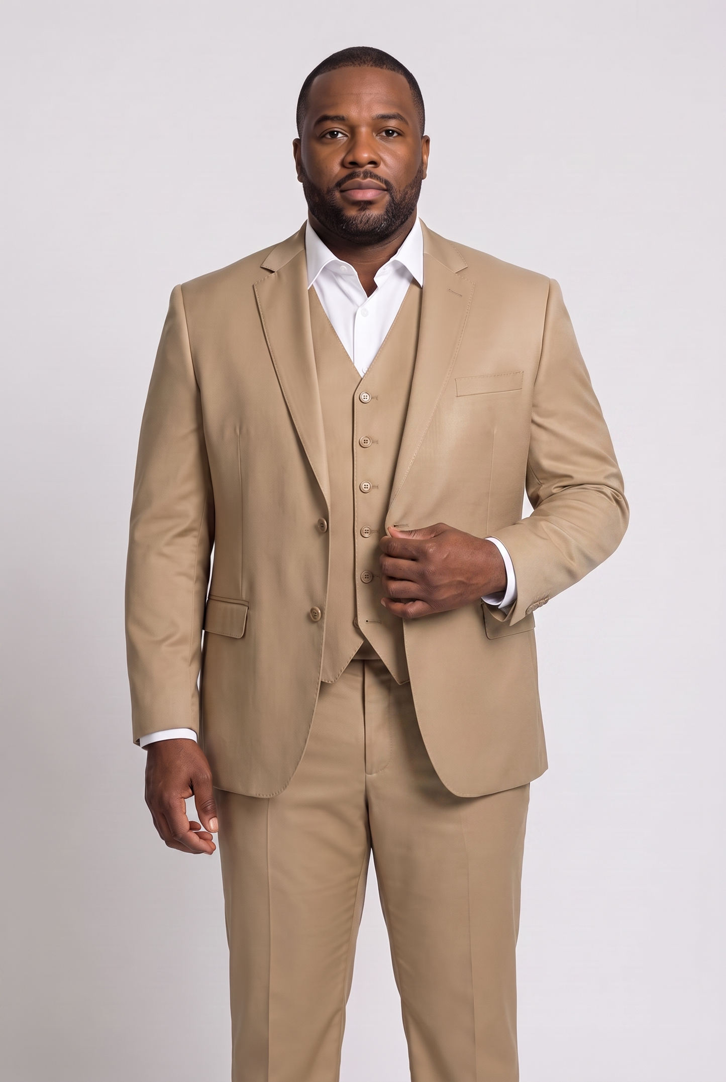 Terno Plus Size Slim Italiano Poliviscose - Cáqui