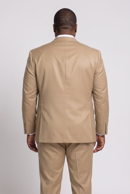 Terno Plus Size Slim Italiano Poliviscose - Cáqui
