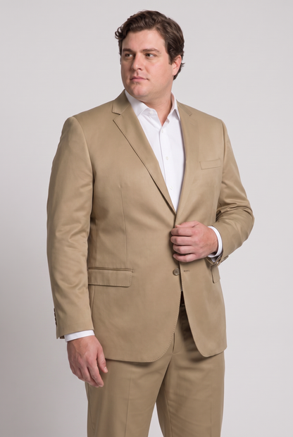 Costume Plus Size Slim Italiano Poliviscose - Cáqui