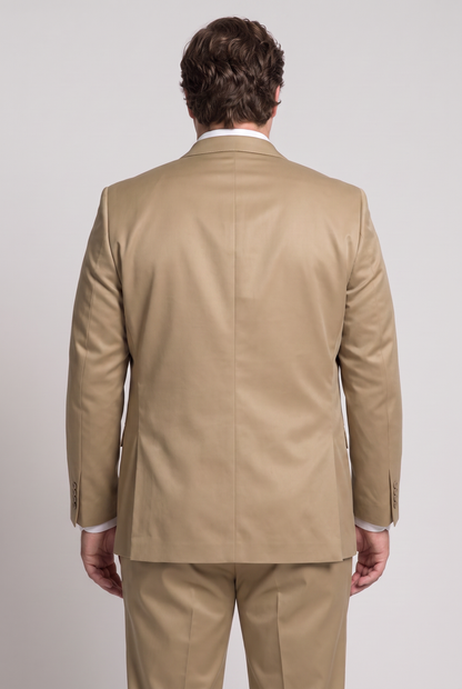 Costume Plus Size Slim Italiano Poliviscose - Cáqui