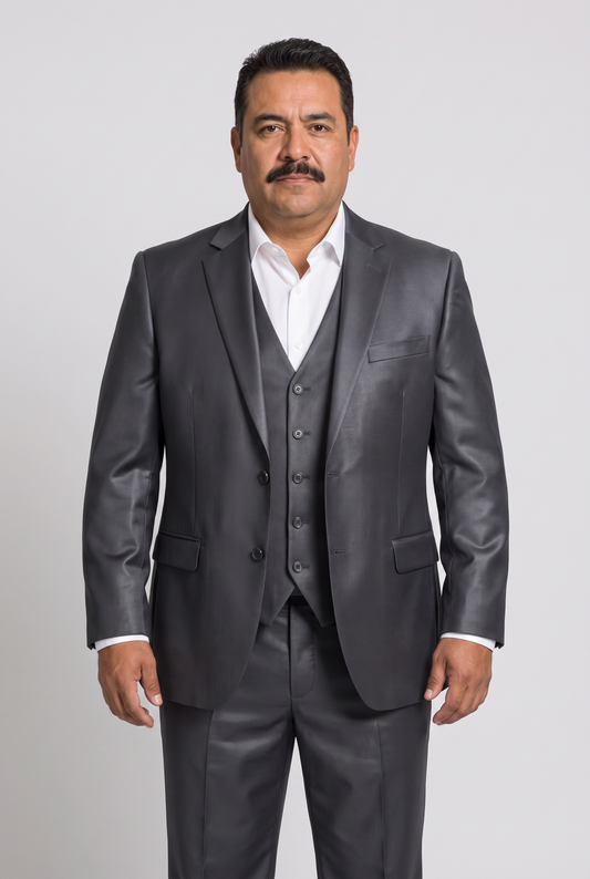 Terno Plus Size Slim Italiano Poliviscose - Grafite