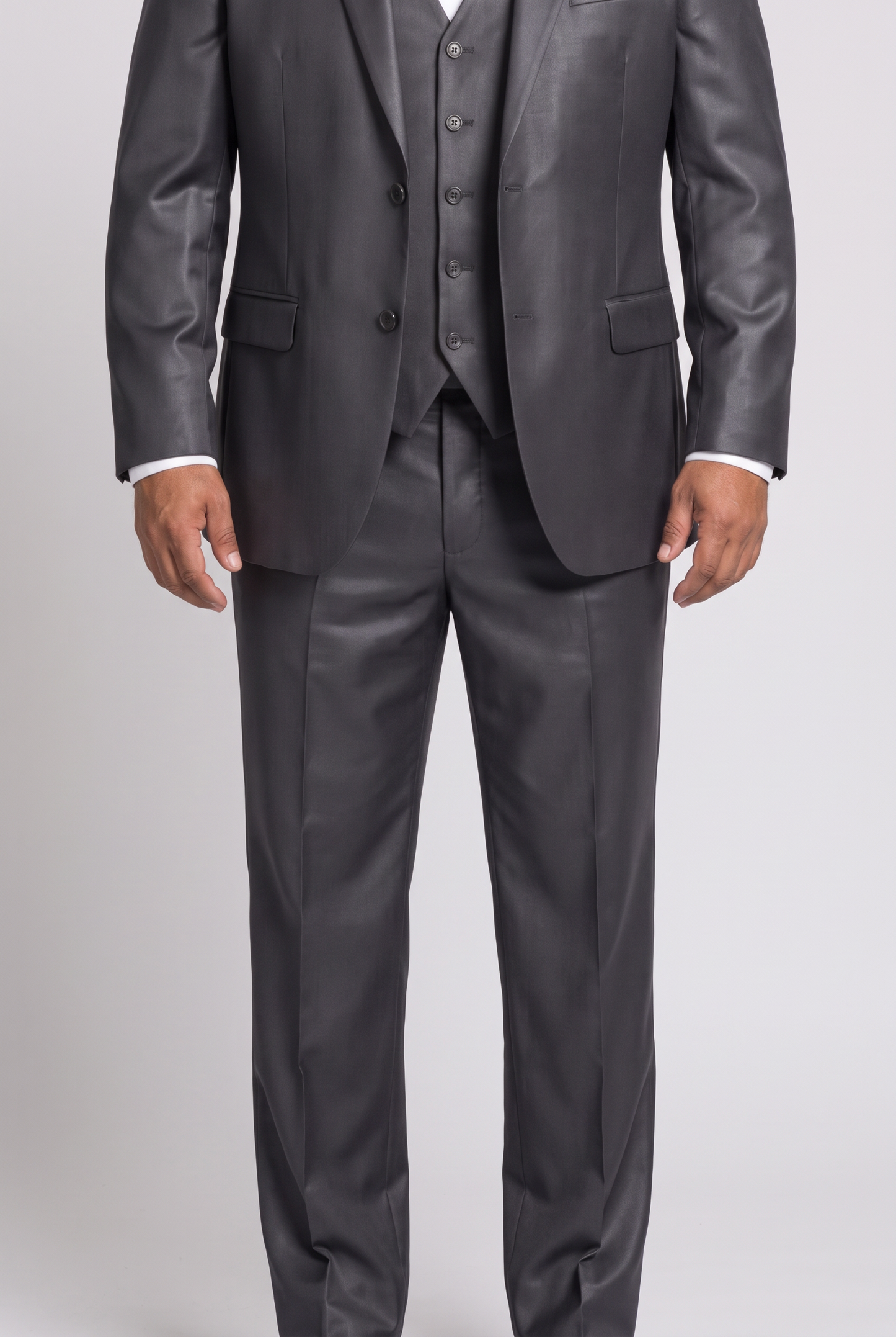 Terno Plus Size Slim Italiano Poliviscose - Grafite