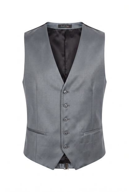 Colete Plus Size Slim Italiano Poliviscose - Cinza Aço