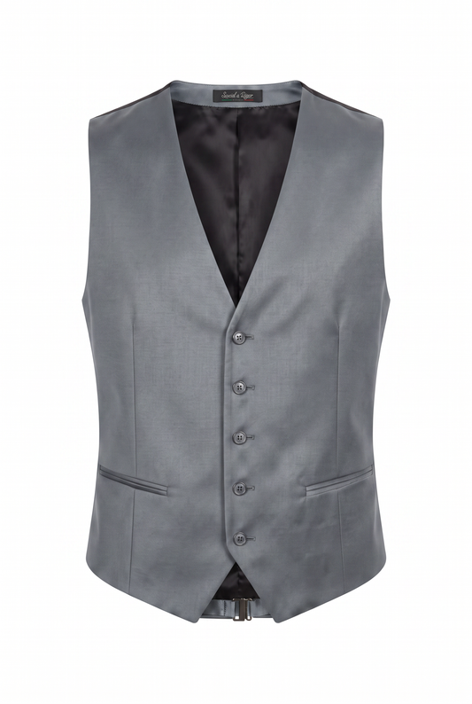 Colete Plus Size Slim Italiano Poliviscose - Cinza Aço