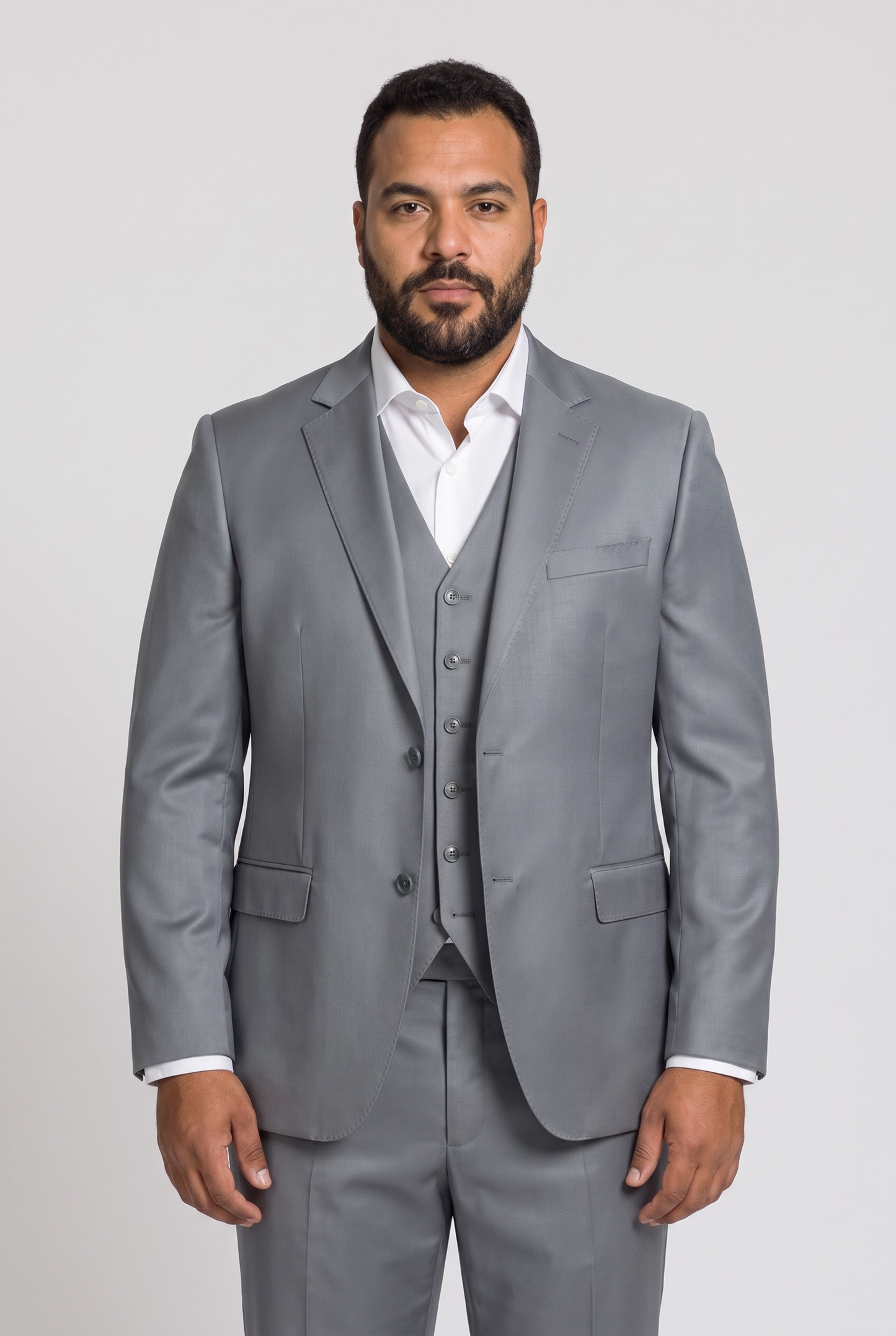 Colete Plus Size Slim Italiano Poliviscose - Cinza Aço