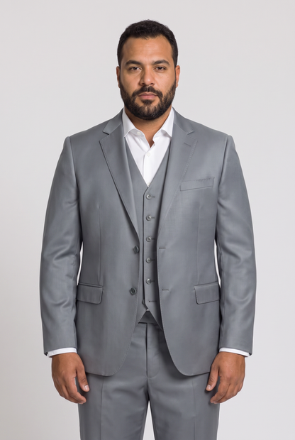 Colete Plus Size Slim Italiano Poliviscose - Cinza Aço