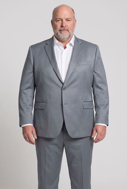 Costume Plus Size Slim Italiano Poliviscose - Cinza Aço